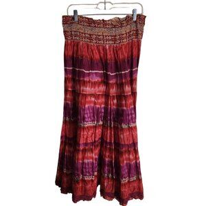 23rd Street Bohemian Hippie Tiered Pink Orange Maxi Skirt Size M